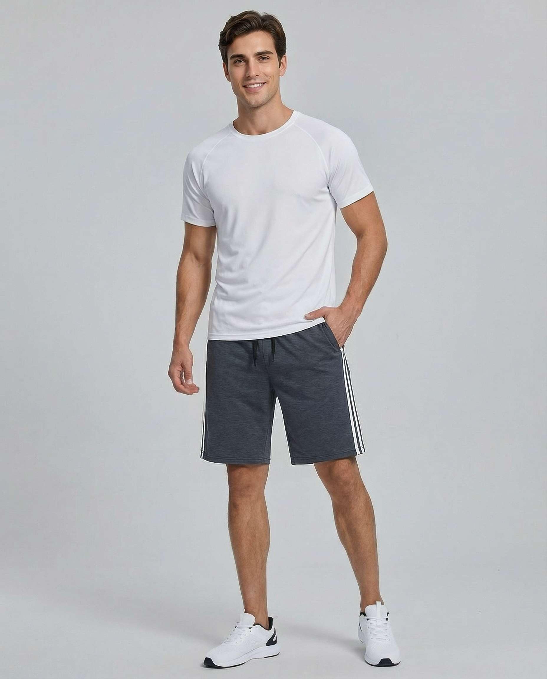 Real Essentials Men’s 5 Pack: 9" Dry-Fit Shorts – Athletic Gym, Workout, Basketball, Running, Casual Lounge Active Pockets, Set 3, XL
