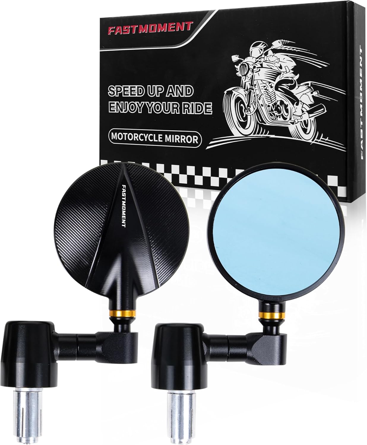 FASTMOMENT Motorcycle Mirrors for Handlebars Bar End Mirrors with CNC Cutting Universal Motorcycle Mirrors Compatible with Most Motorcycle Street Bike Scooter Cruiser with Standard 7/8" Handlebar