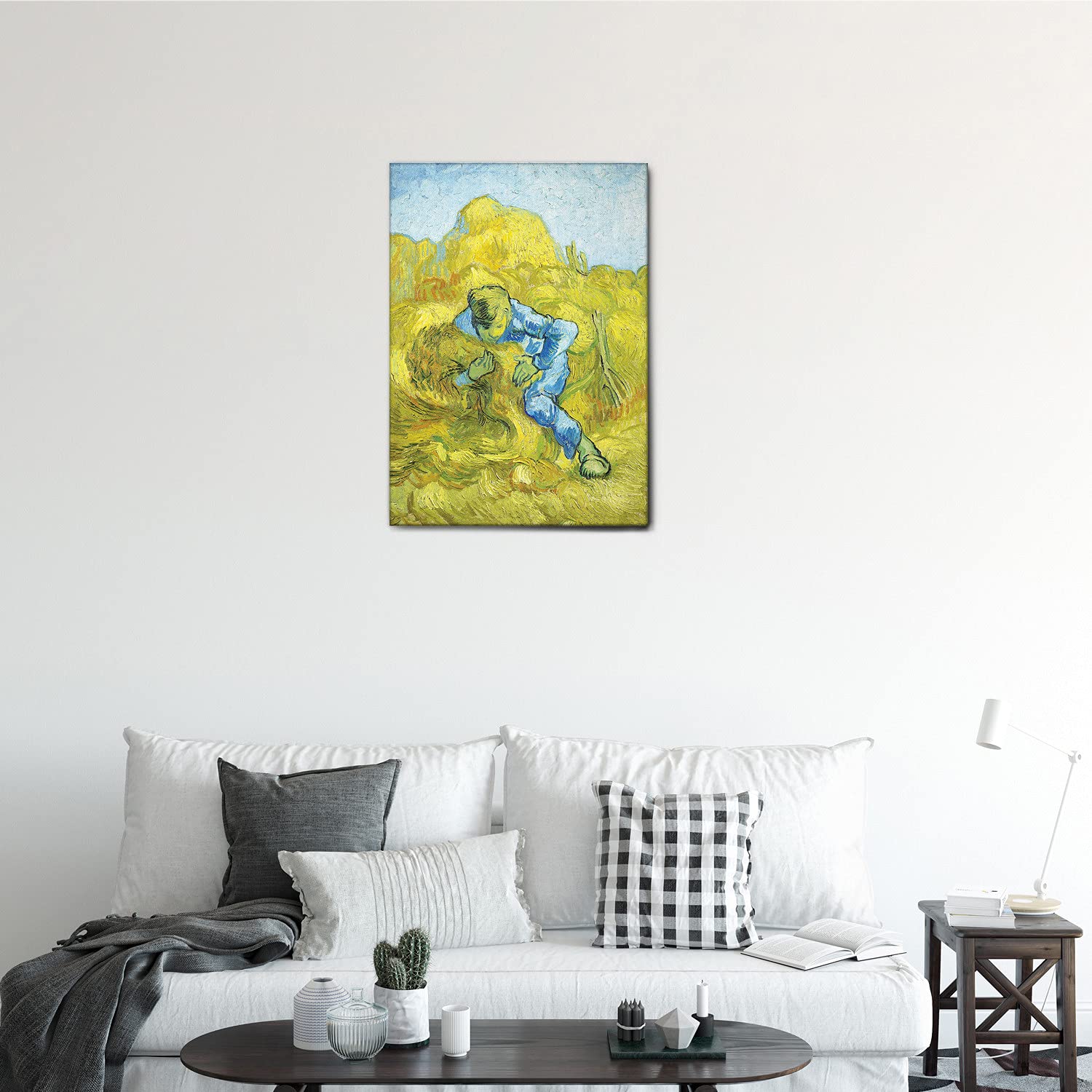 Giallobus - Quadro - Vincent Van Gogh - Uomo che lega i covoni - Tela Canvas Telaio Standard - 50x70 - Pronto da appendere - Quadri moderni per la casa