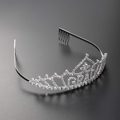 Miniatura 7 de Lurrose Diadema de tiara de graduado 2020, corona de diamantes de imitación con peine lateral, elegante corona de cristal, regalo de graduación para