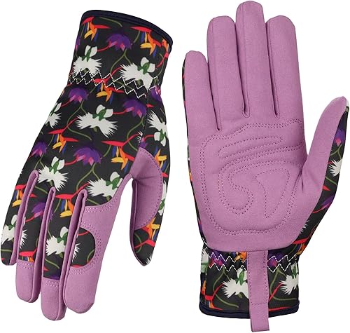 Bamllum Guantes de cuero para jardinería para mujer, guantes de trabajo para deshierbe, excavación, plantación, rastrillo y poda