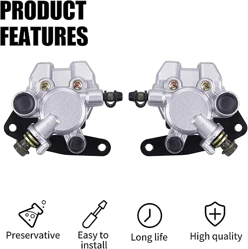 Miniatura 4 de CNCMOTOK Pinza de freno delantera derecha e izquierda con pastillas compatible con Yamaha Banshee 350 Grizzly 350 400 450 Big Bear 250 350 450