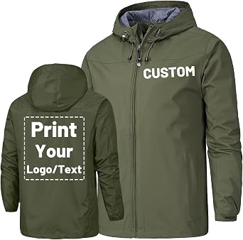 Custom Waterproof Jacket for Men Design Your Lightweight Windbreaker Hooded Raincoat with Logo Text