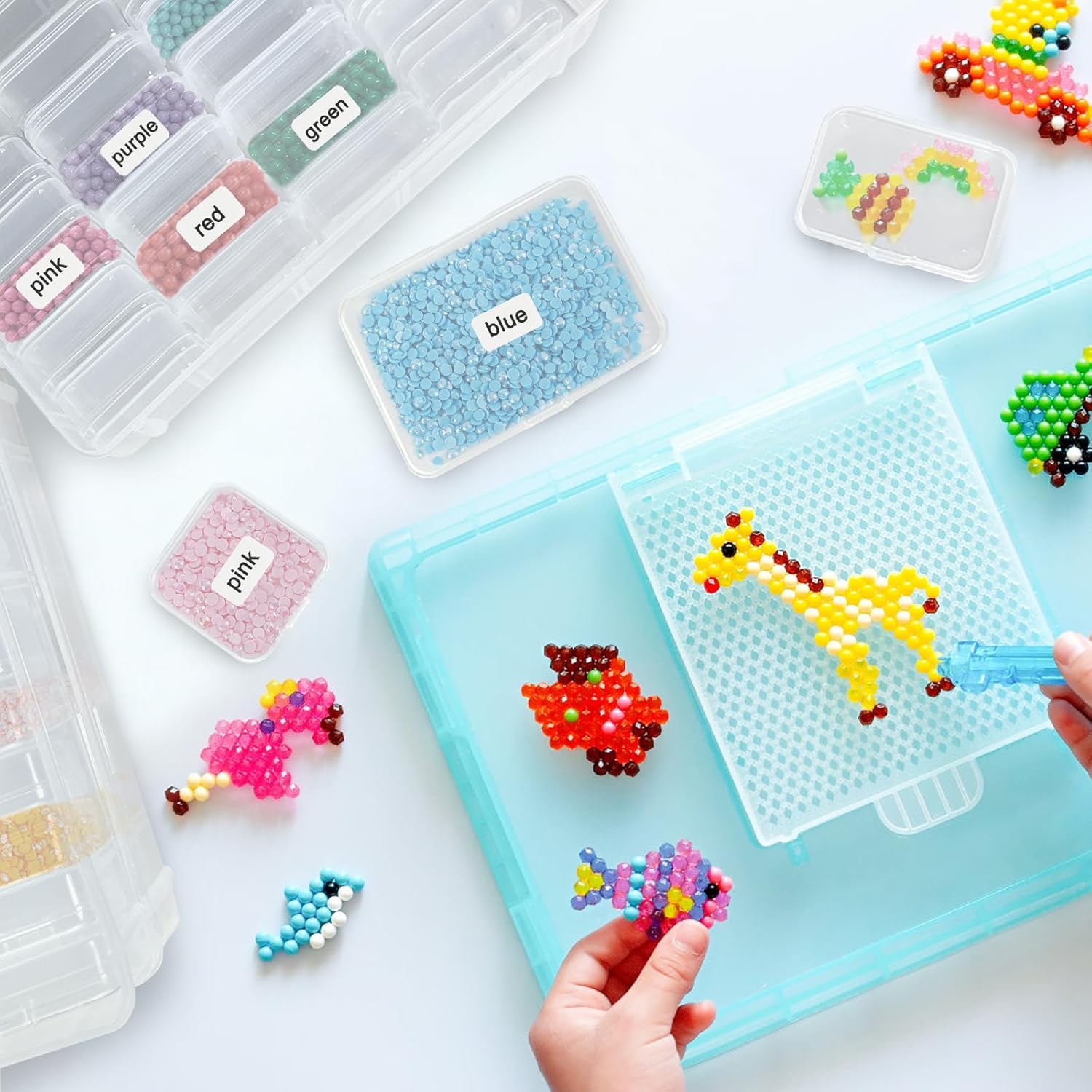 Bead Organizers and Storage, Stackable Clear Craft Box with Lids for Organizing – Versatile Plastic Small Storage Containers for Crafts, Jewelry, Beads, and DIY Supplies (59 Pcs Storage Box)