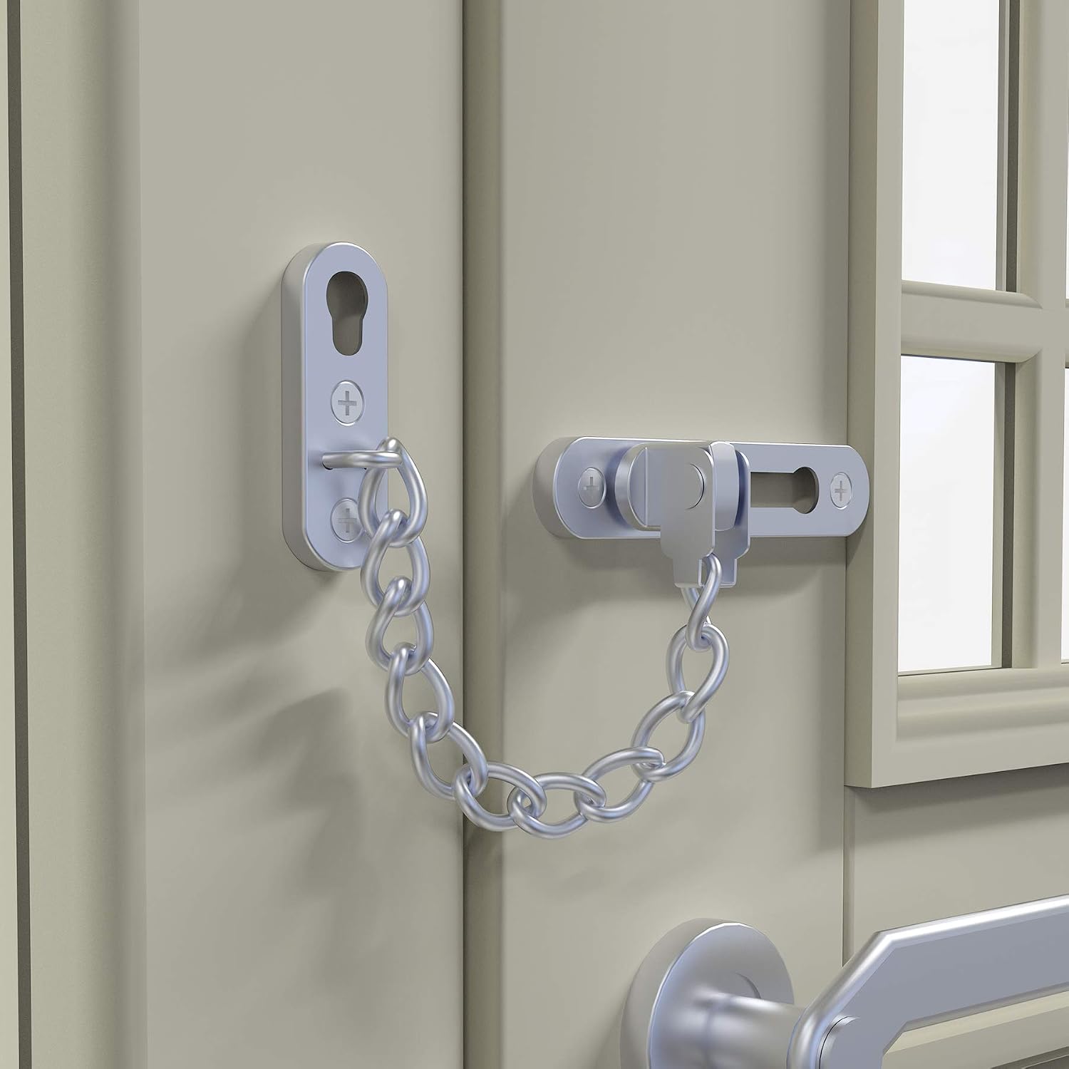 Oligi Door Chain Lock, Stainless Steel Security Chain Guard with Anti-Theft Chain, Heavy Duty Reinforced Safety Door Latch Lock for Home Bedroom Hotel Office