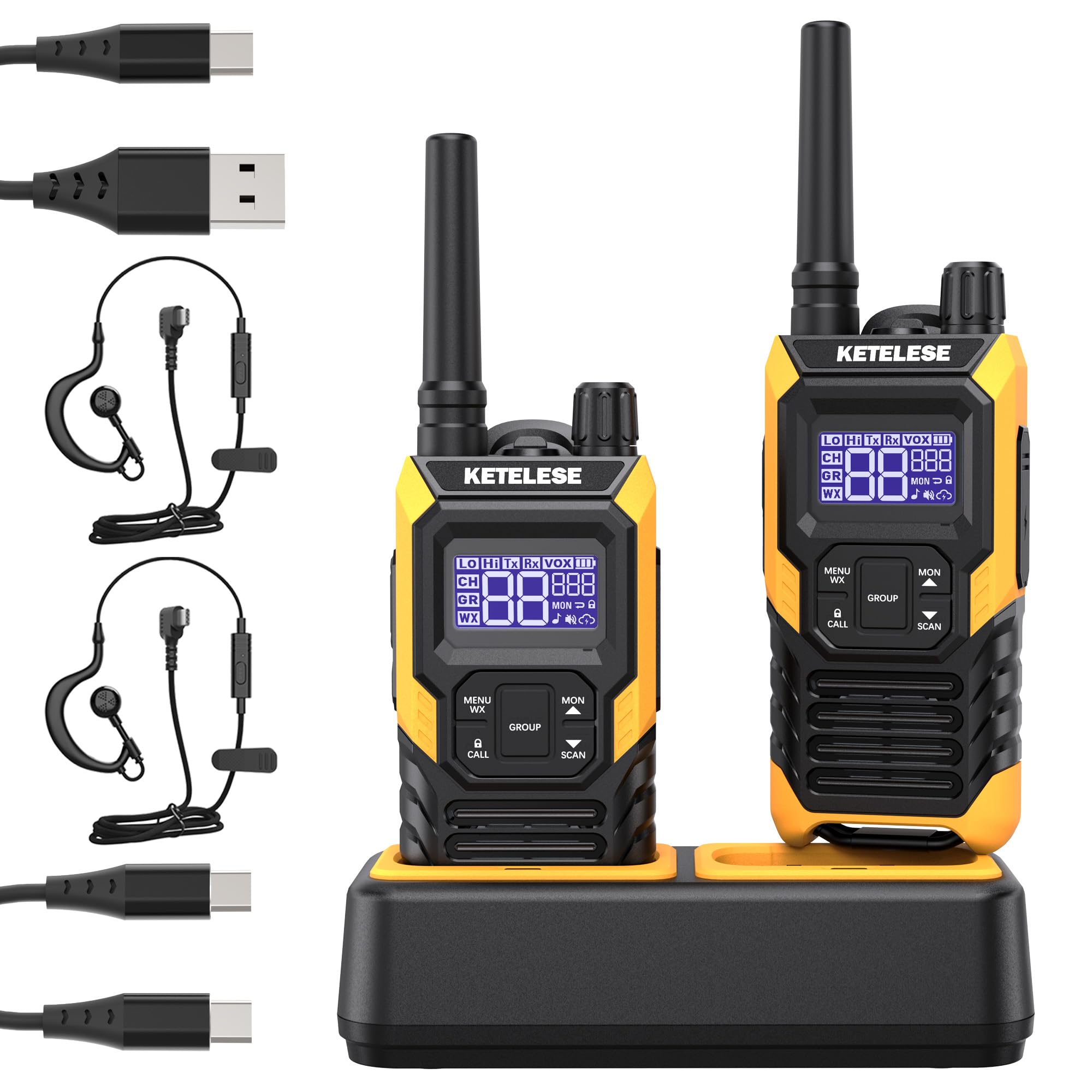 heavy duty waterproof walkie talkies with earpiece and noaa weather alert