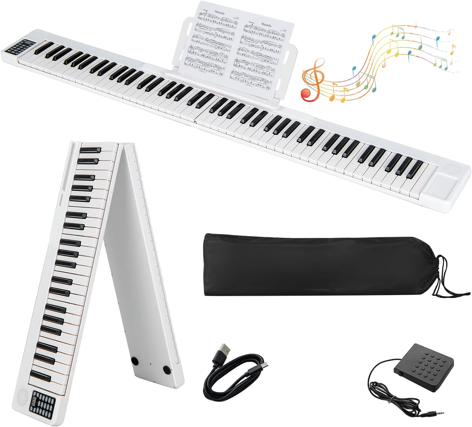 COSTWAY 88Key Foldable Digital Piano Keyboard, Full Size Electronic