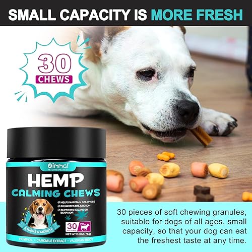 Miniatura 6 de Masticables calmantes para perros, golosinas calmantes para perros con aceite de cáñamo para perros Ansiedad y alivio del estrés para perros