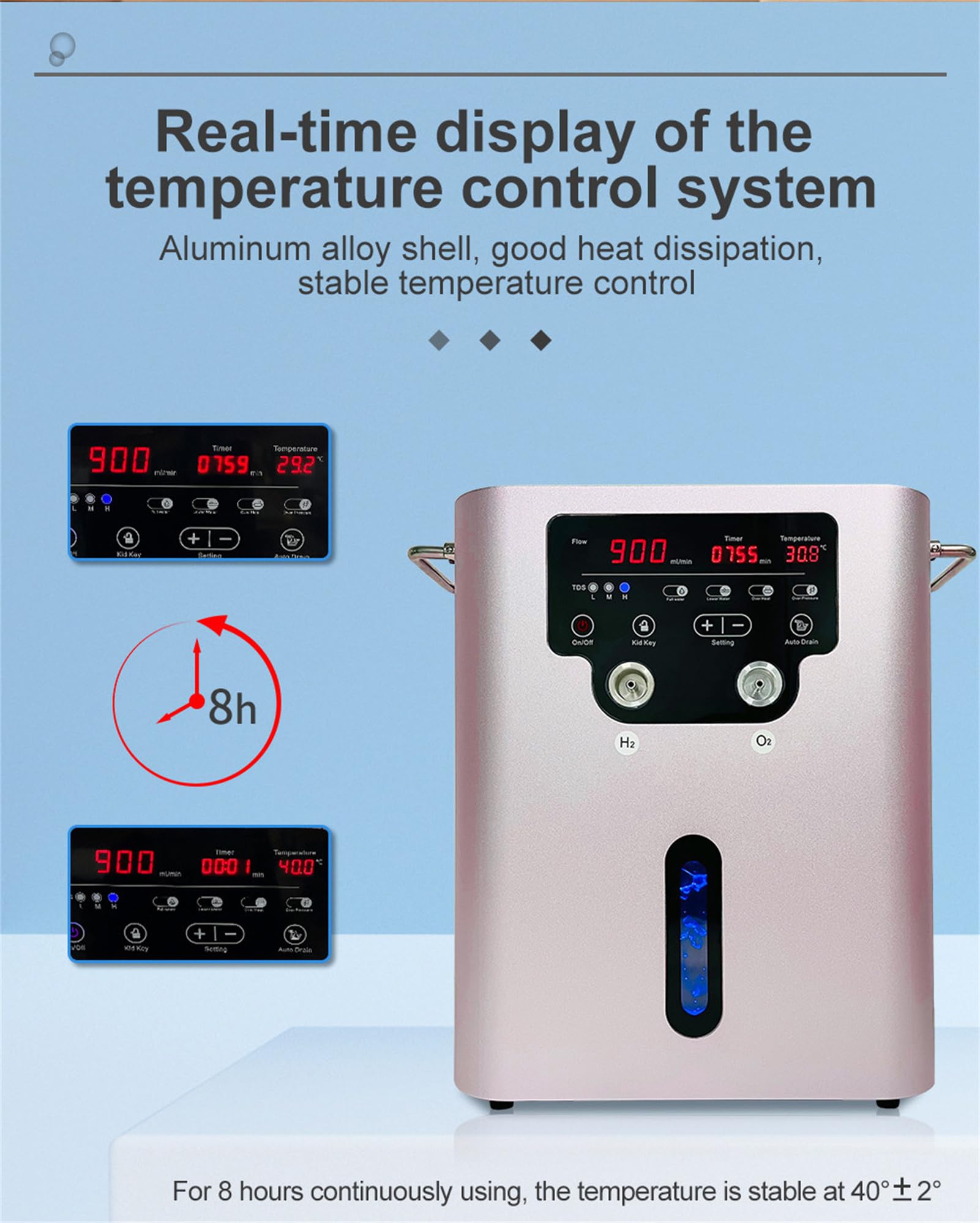 99,99% inhalator H2 o wysokiej czystości, oddzielony HO, 900 ml/min, generator wody do inhalacji wodorowej, jonizator wody SPE PEM