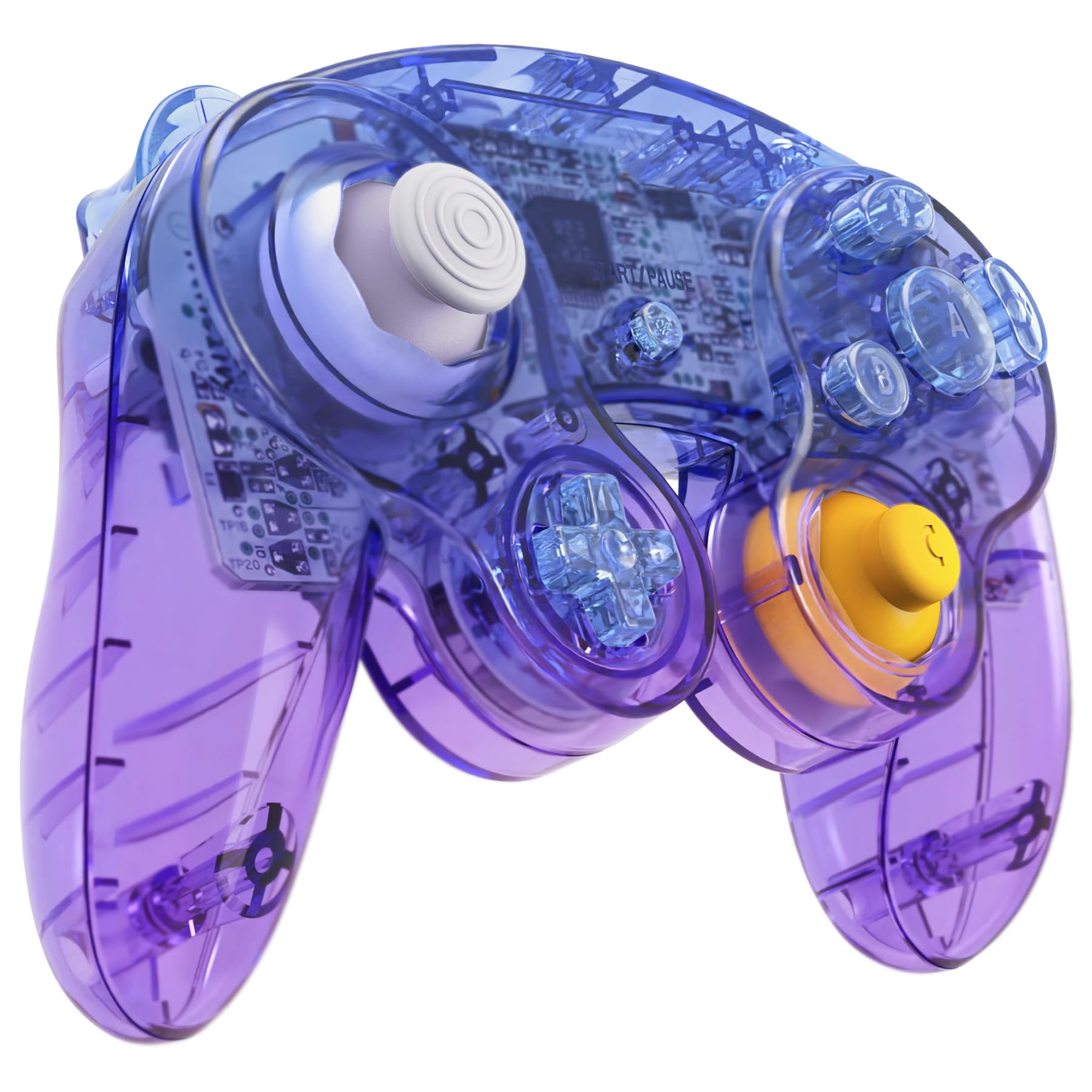 eXtremeRate Carcasa para Nintendo Gamecube Mando, Cubierta Frontal y Placa Posterior, Agarre con Botones, Accesorios de Repuesto - No Incluye Controlador, Bluebell & Azul Gradiente Translúcido