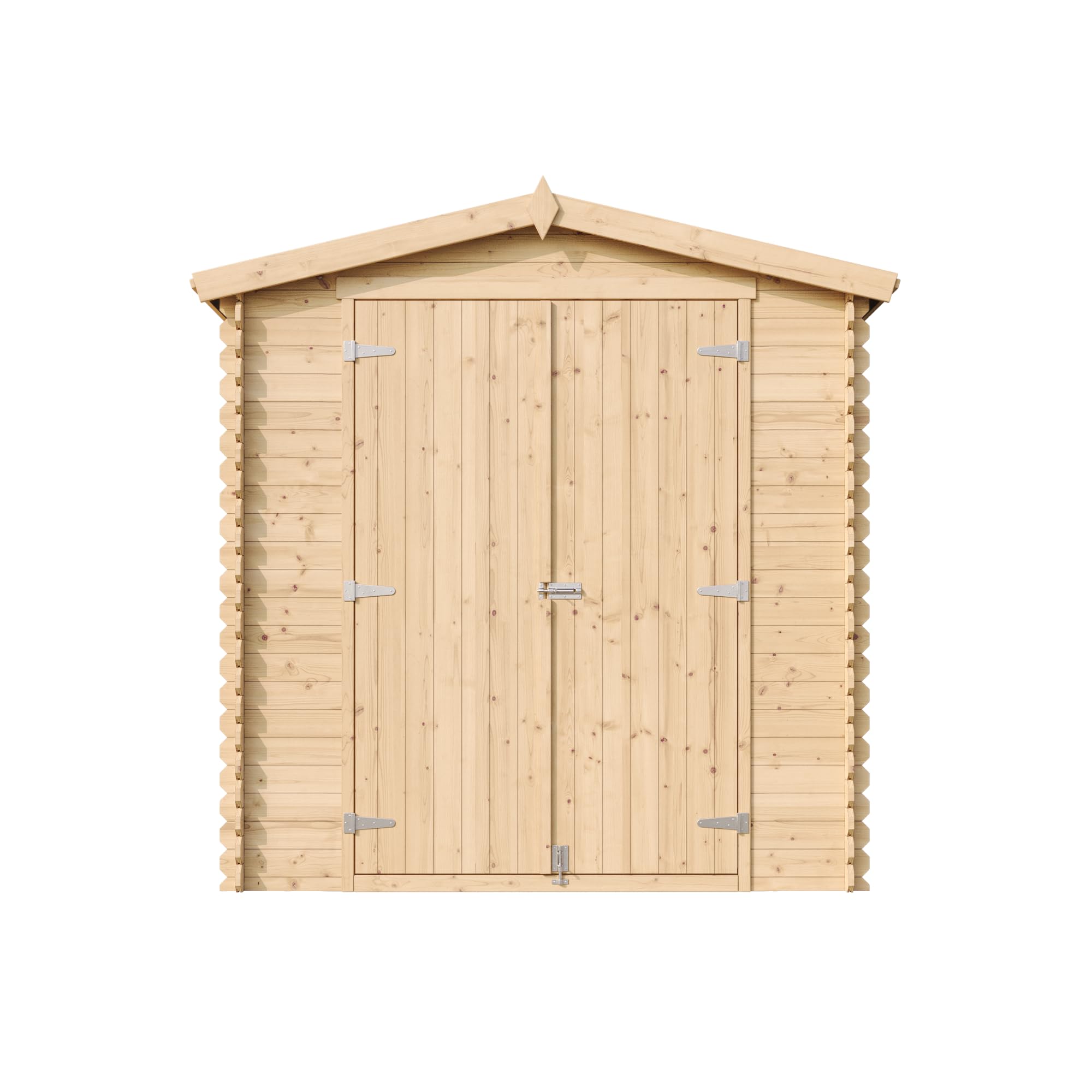 TIMBELA M343C1 drewniany domek ogrodowy, 3,53 m², sosna/świerk, szopa na narzędzia o grubości ścianki 19 mm, drewniany domek na narzędzia ogrodowe i rowery, podwójne drzwi, bez dna