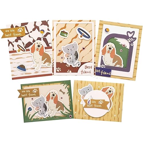 Thank You Cards Making Kits Greeting Cards DIY Blank Card with Envelopes, Cat & Dog theme, Dog Thank You Card for Friends, Teachers, Parents Includes 9 Envelopes-V01