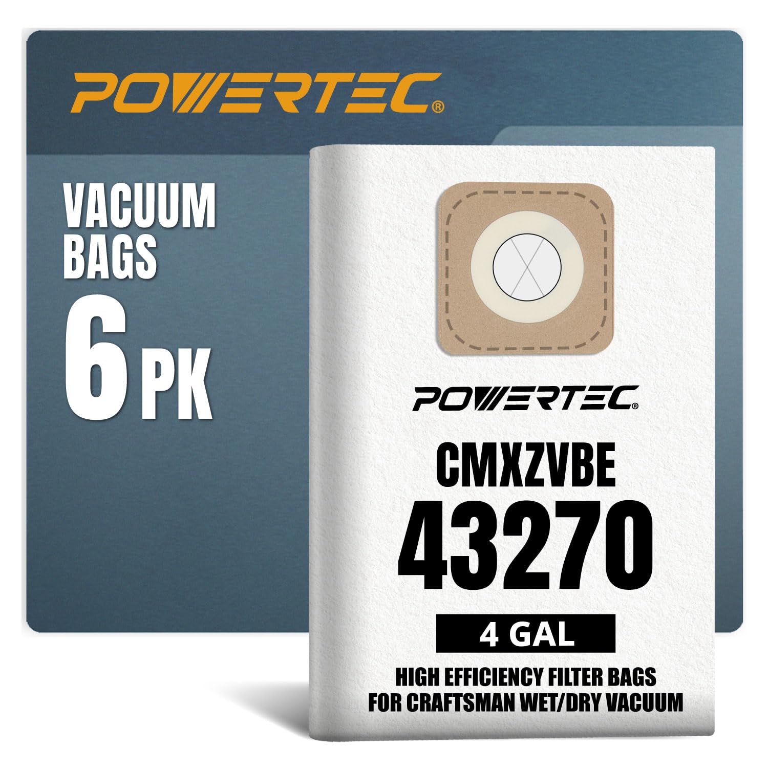Sacs filtrants POWERTEC 75071-P3 pour aspirateur Craftsman 4 gal #CMXZVBE43270