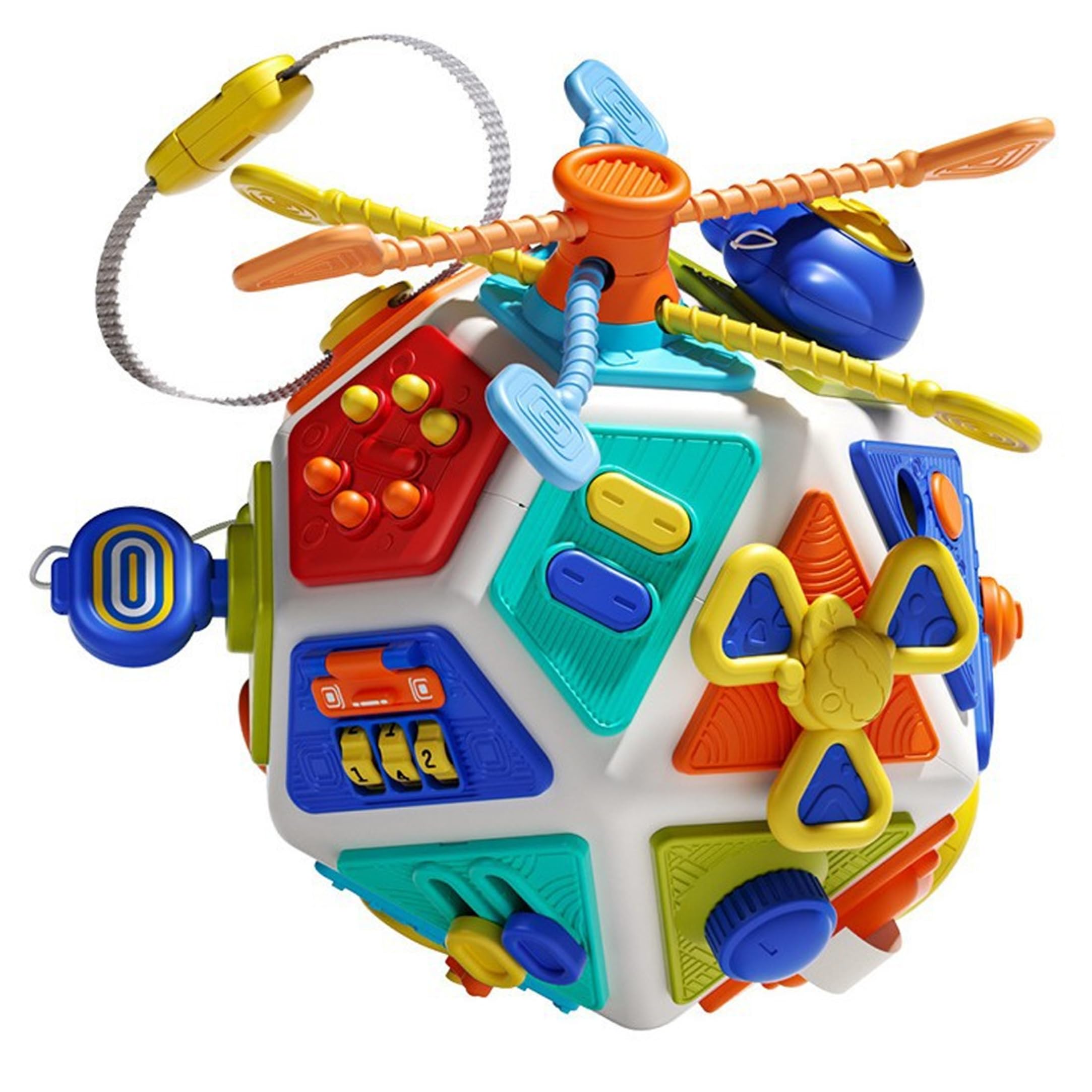 Cubo Ocupado, 1 Cubo de Actividades Montessori Busy Board |.Juguete sensorial de 22 Lados para niños pequeños |.Multicolor, 7, 2x7, 2x8, 39 Pulgadas