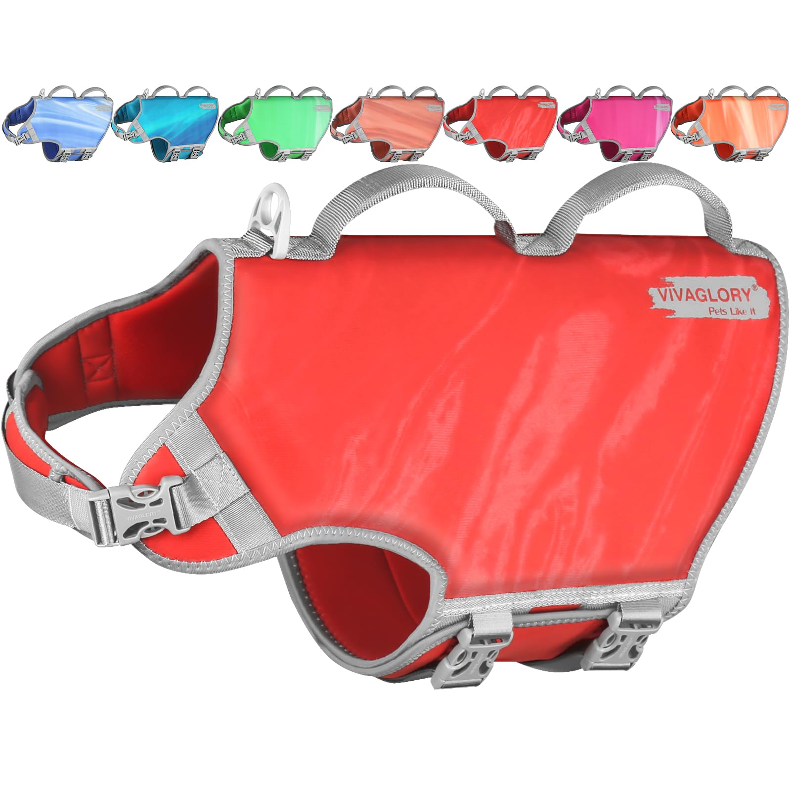 VIVAGLORY Hunde Schwimmweste Neoprene Hundeschwimmweste | Verstellbar & Auftrieb for Hunde, Schwimmweste Hundeweste Schwimmen Rettungswesten zum Schwimmen