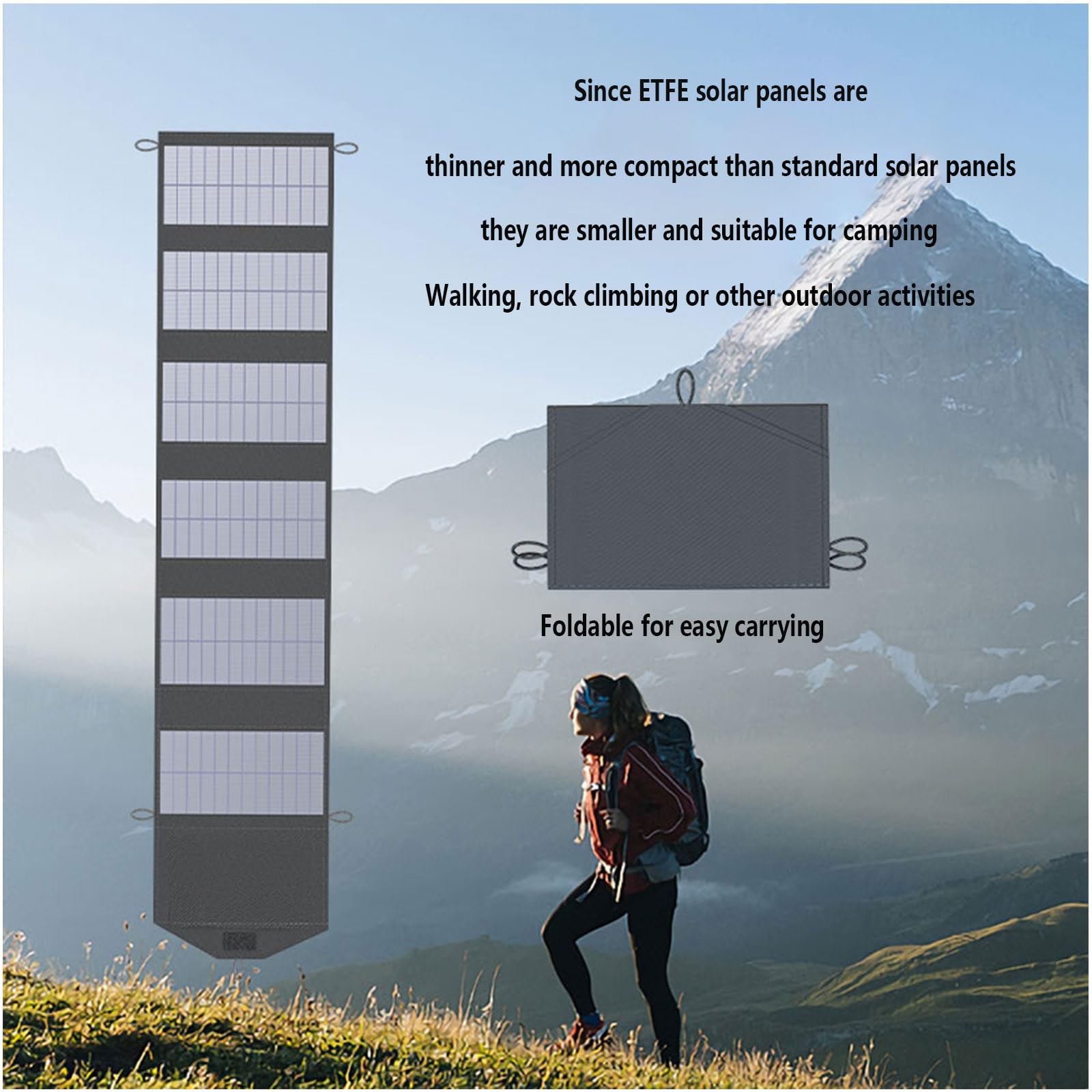 Pannello solare portatile da 100 W per centrale elettrica, pannello solare pieghevole da 20 V, caricabatterie solare monocristallino pieghevole da 100 Watt per campeggio, escursionismo e vita fuori re