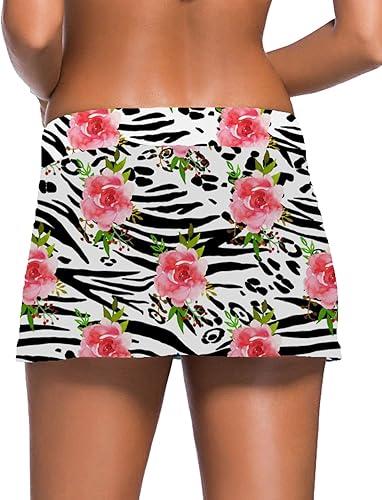 Vista 3 de REKITA - Falda de natación para mujer, color liso, cintura