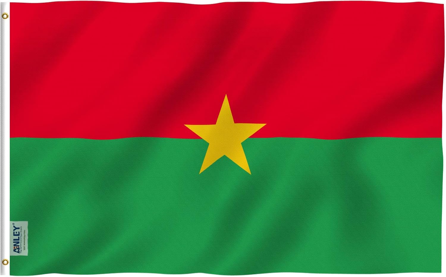 ANLEY Fly Breeze 3x5 Feet Burkina Faso flag - Vivid Color and Fade proof - Canvas Header and Double Stitched - the Republic of Burkina Faso Flags Polyester with Brass Grommets 3 X 5 Ft
