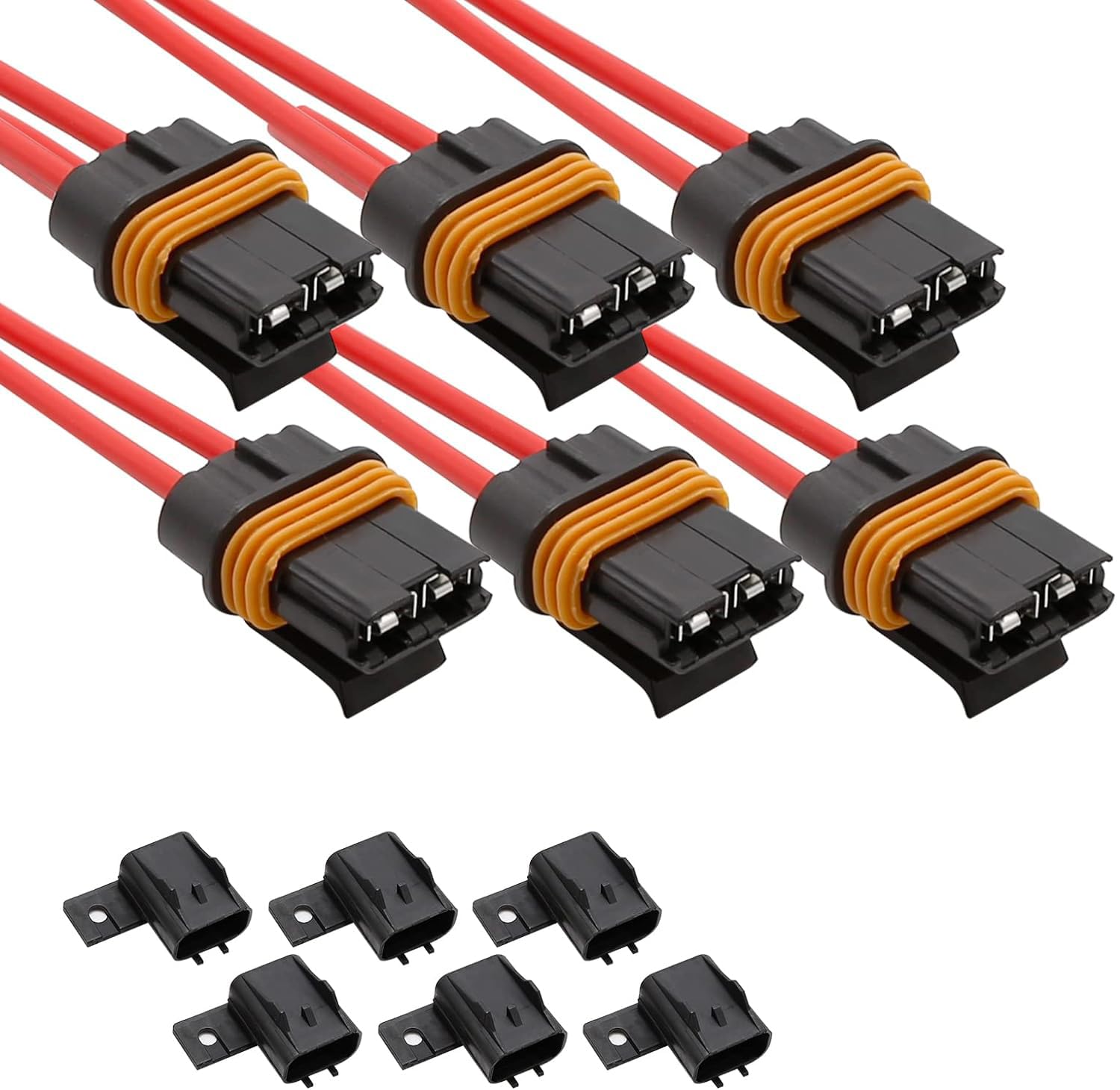 Portafusibles en línea de alambre de 12 AWG, portafusibles ATOATC estilo hoja con cubierta impermeable, kit de fusibles de hoja de 30 amperios para