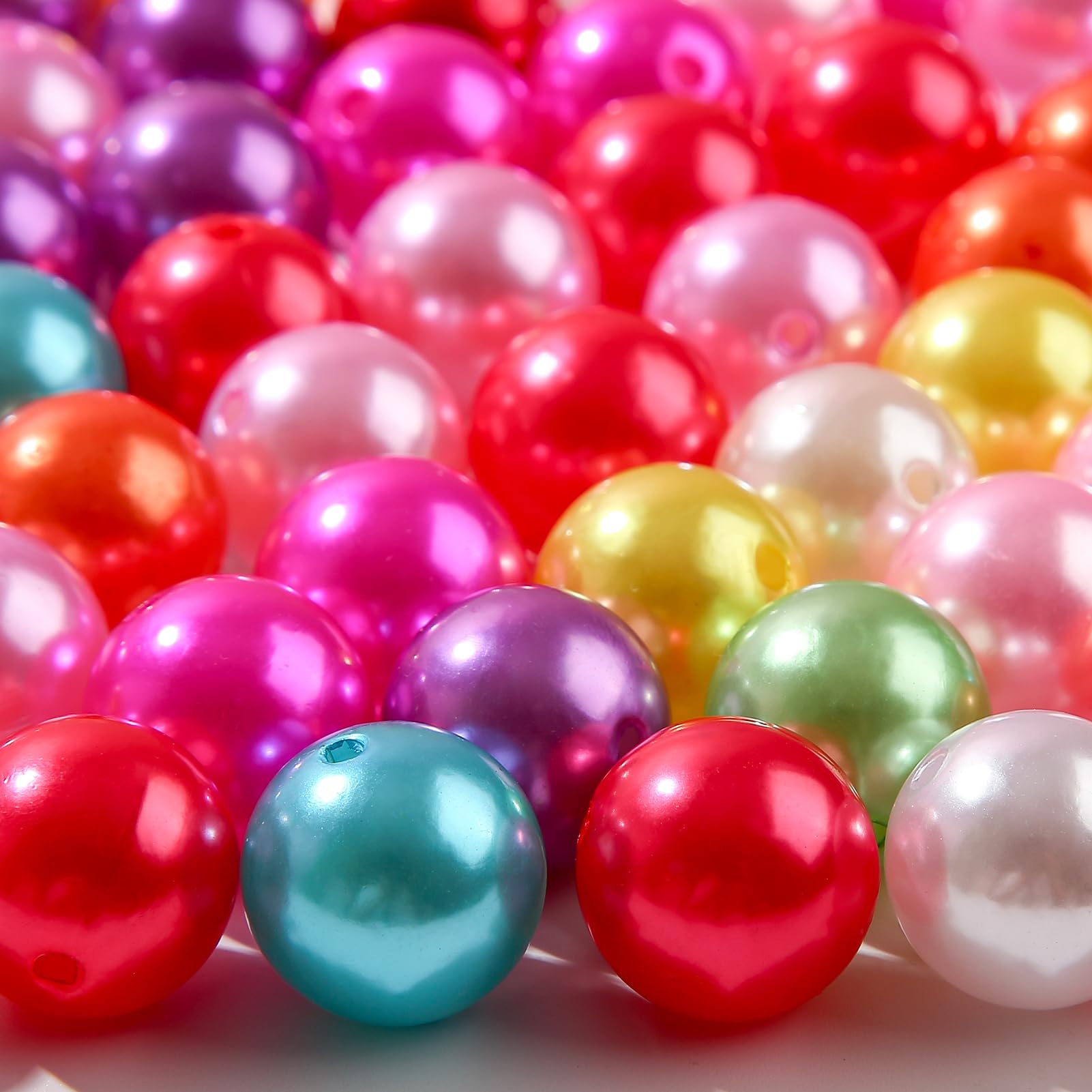 20mm Acrylic Beads - Color Round Chunky Bubblegum Beads for DIY Jewelry Making (Pearl)