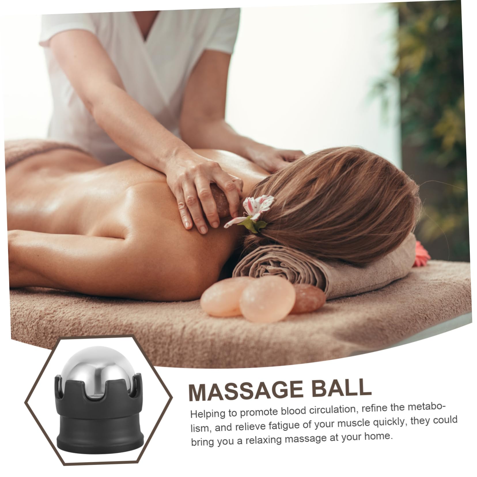 Bola para Relajación Muscular Portátil de Masaje de Acero Inoxidable Desmontable Compresa Caliente y Fría y Alivio de Hombros y Cuello