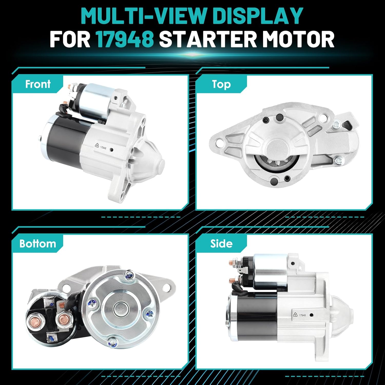 17948 Starter Motor Fit for Dodge Durango, for Ram 1500 2500 3500, for Jeep Grand Cherokee Commander Automotive Replacement Starters#M0T23271, 56044736AB, 56044736AC, R6044736AC Engine Starter