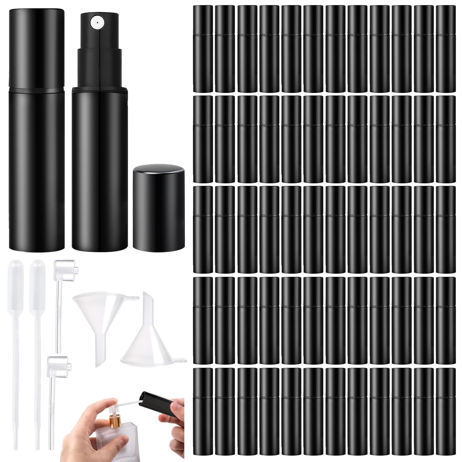 Vegena 100 Pack 2ml Perfume Atomiser, Refillable Perfume Bottle, Small Perfume Spray Bottle, Travel Perfume Bottle, Travel Perfume Atomiser Refillable