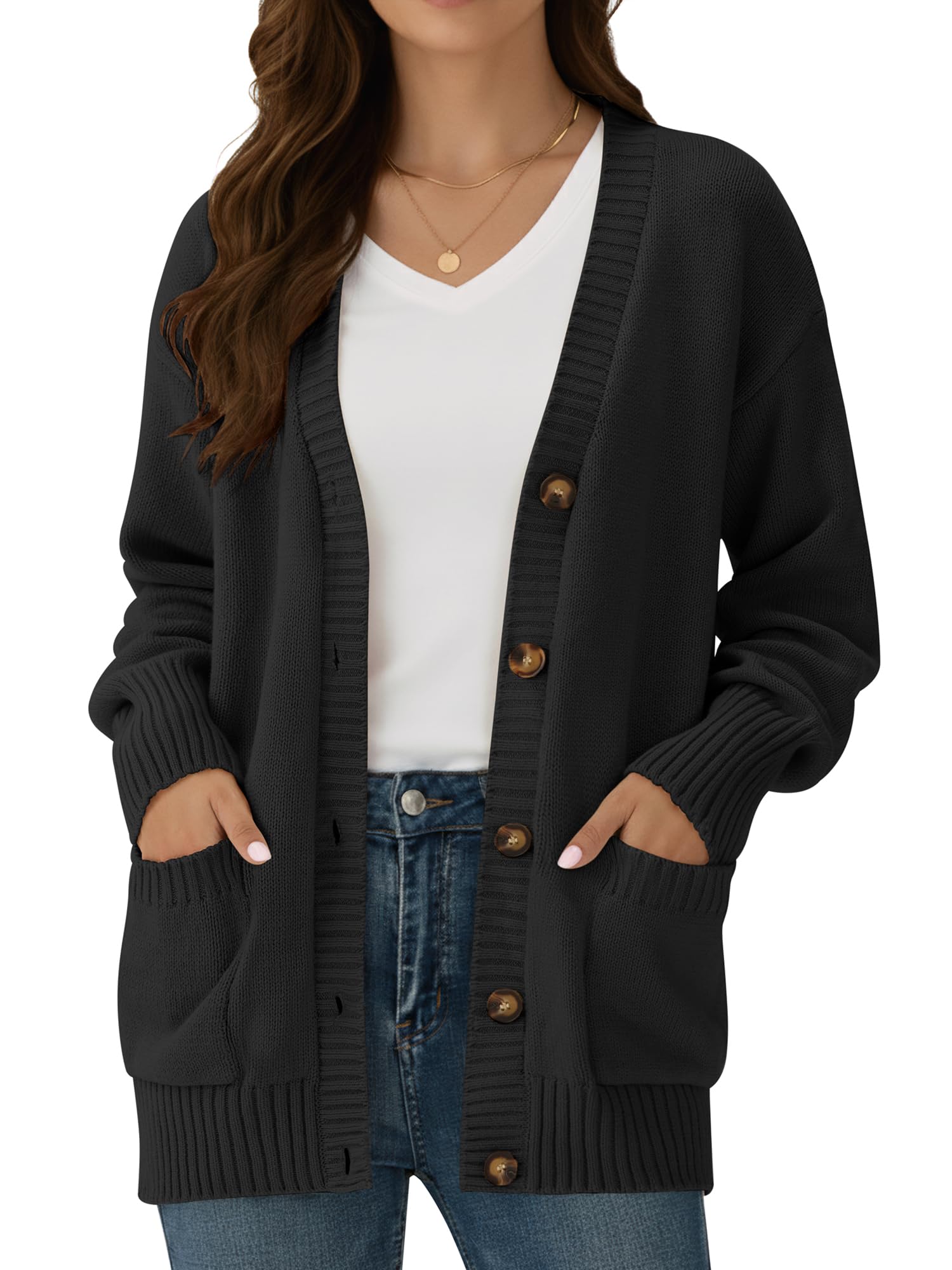 ZAFUL Womens Cardigan Sweaters Chunky Winter Cotton Blended Button Down Clothes Fall Long Sleeve Outfits 2025 Trendy