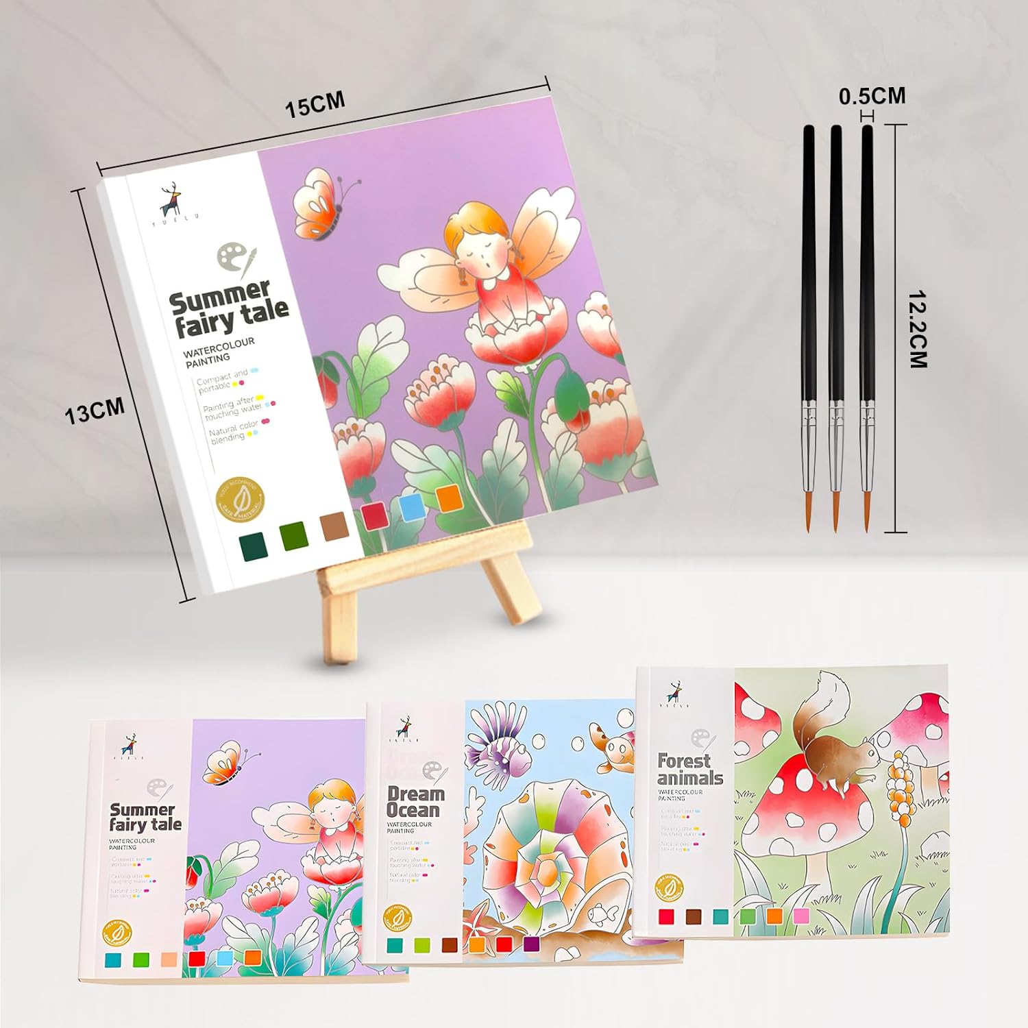 AWANKOU Paint with Water Coloring Books for Kids, 3 PCS | 60 Pages Watercolor Painting Sets for Kids Ages 4 5 6 7 8+, Arts Crafts Drawing Gift for Boys Girls - Fairy Tail, Dream Ocean& Forest Animals - Image 3