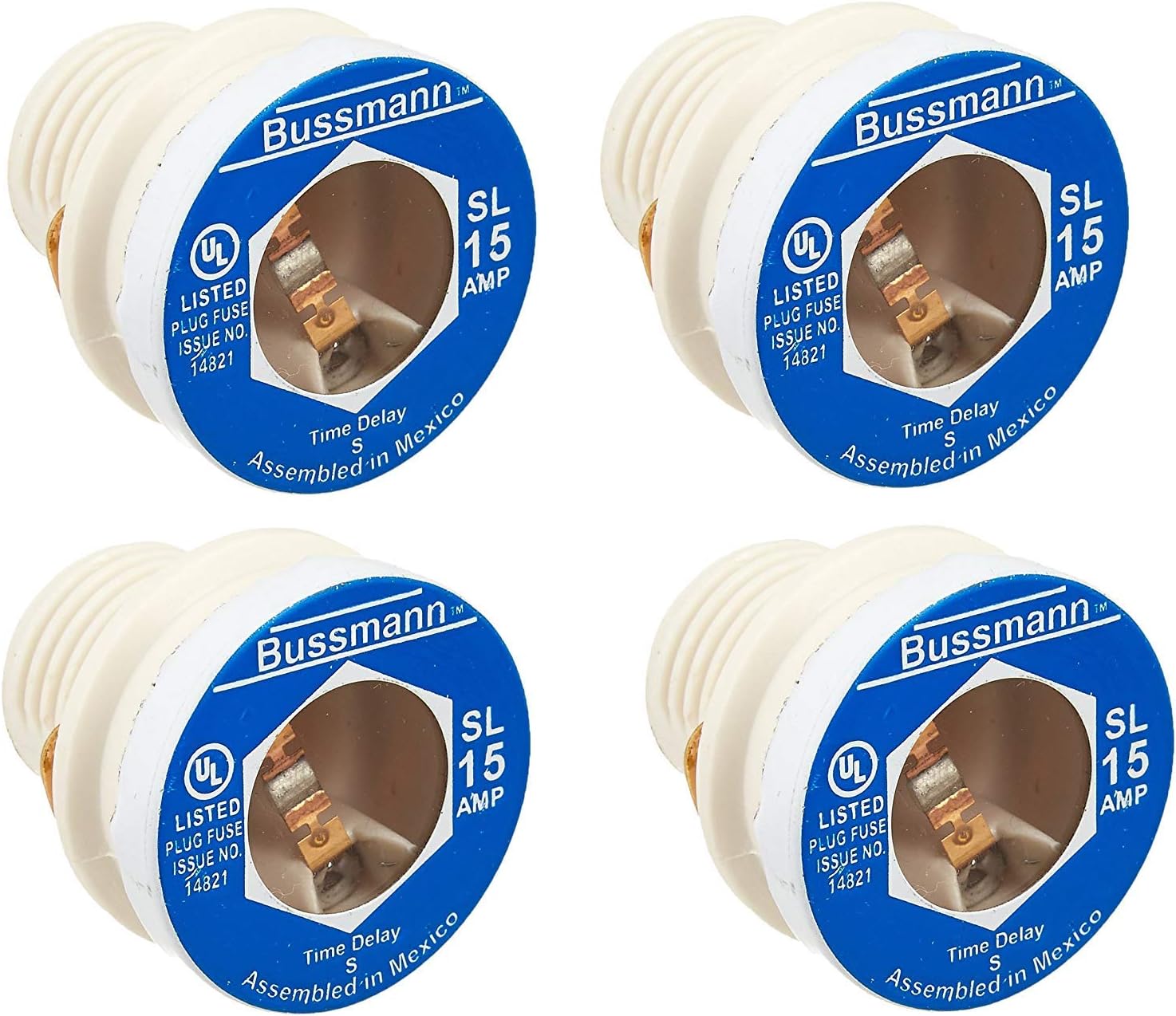 15A Time Delay Ceramic Branch Circuit Fuse 125VAC 4PK