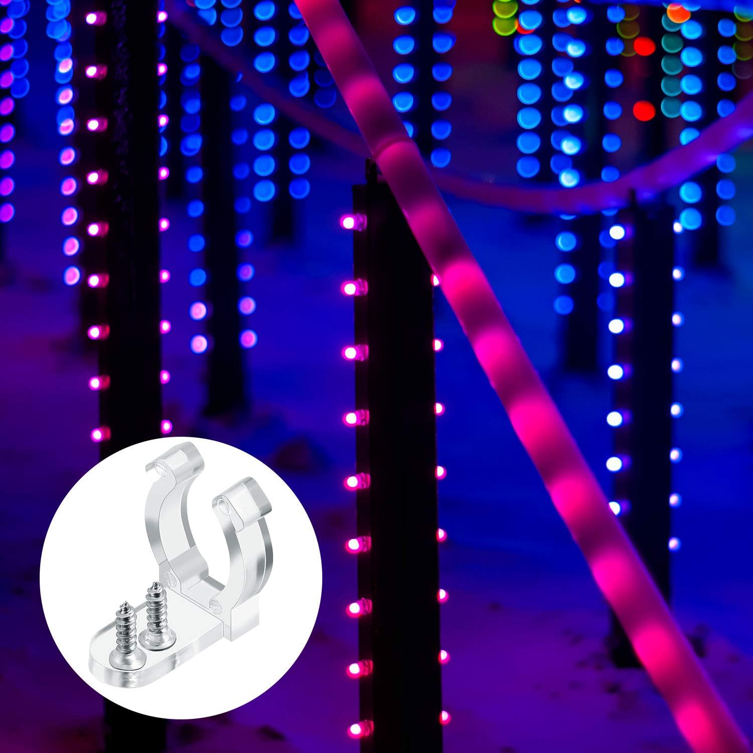 150 Pieces 1/2 Inch LED Rope Light Clips Holder with 300 Pieces Screws Clear PVC Mounting Rope Light Clips for Christmas Hanging Outdoor Wall Mount LED Light, Family Parties Wedding Ceremonies