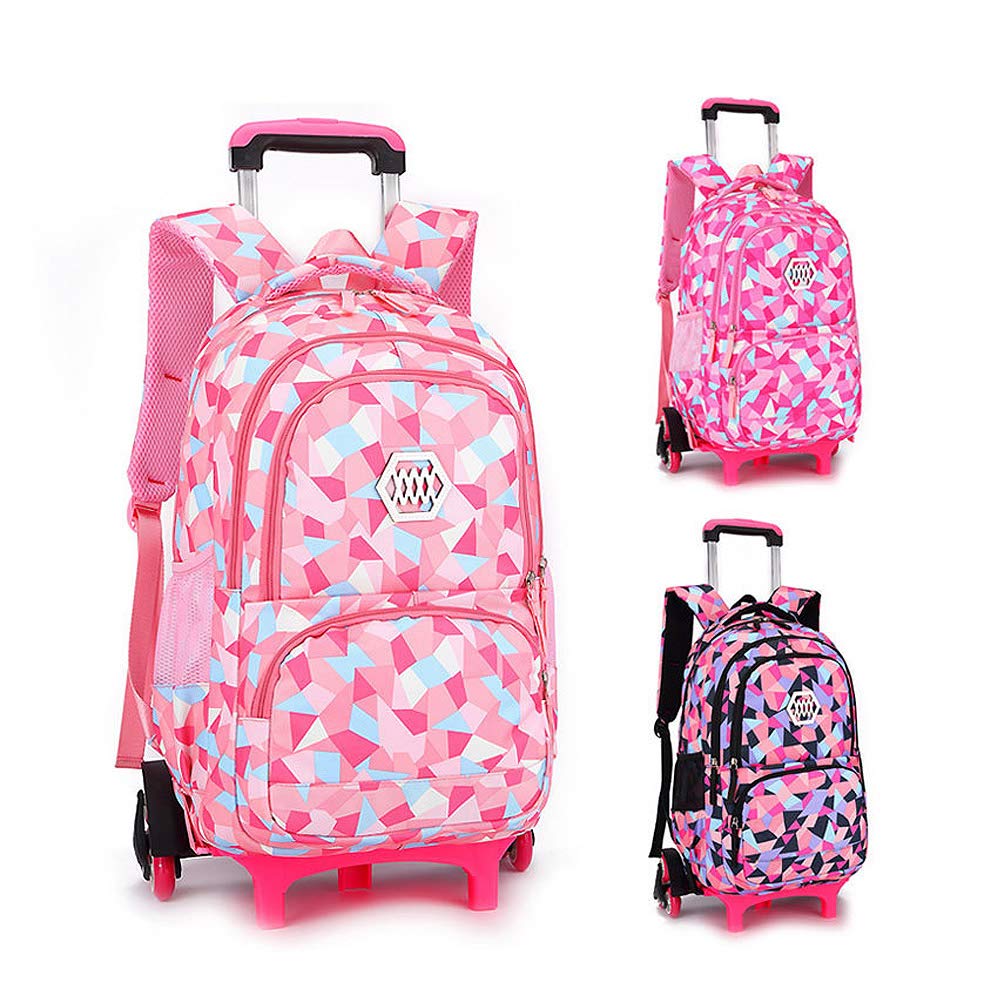 Sac à Dos avec Roulettes, Femmes Trolley Bag Scolaire Cartable à Roulettes pour Filles