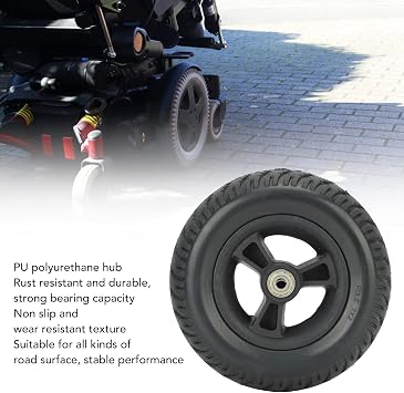 7-Inch Wheelchair Wheel Replacement,Front Solid Flat Free Tire and Wheel, 7 x 1.85 Universal Wheelchair Tires Replacement Tires with 0.31 Bearings, for Hand Trucks and Wheelbarrows