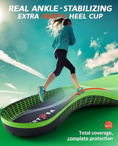 Miniatura 4 de Plantillas ortopédicas para fascitis plantar, soporte resistente (más de 220 libras) para pies planos, alivio del dolorpronación, absorción de