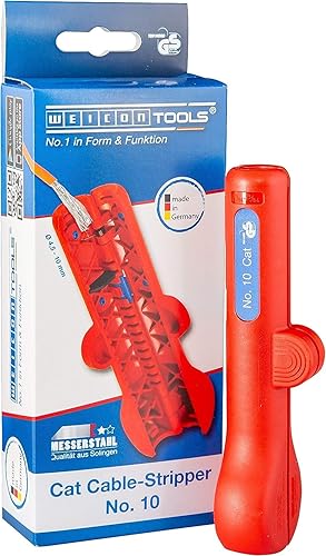 WEICON Pelacables Cat No.10 - Pelacables de red, práctico pelacables para cables de datos, cables de red Cat 5, 6 y 7, color rojo