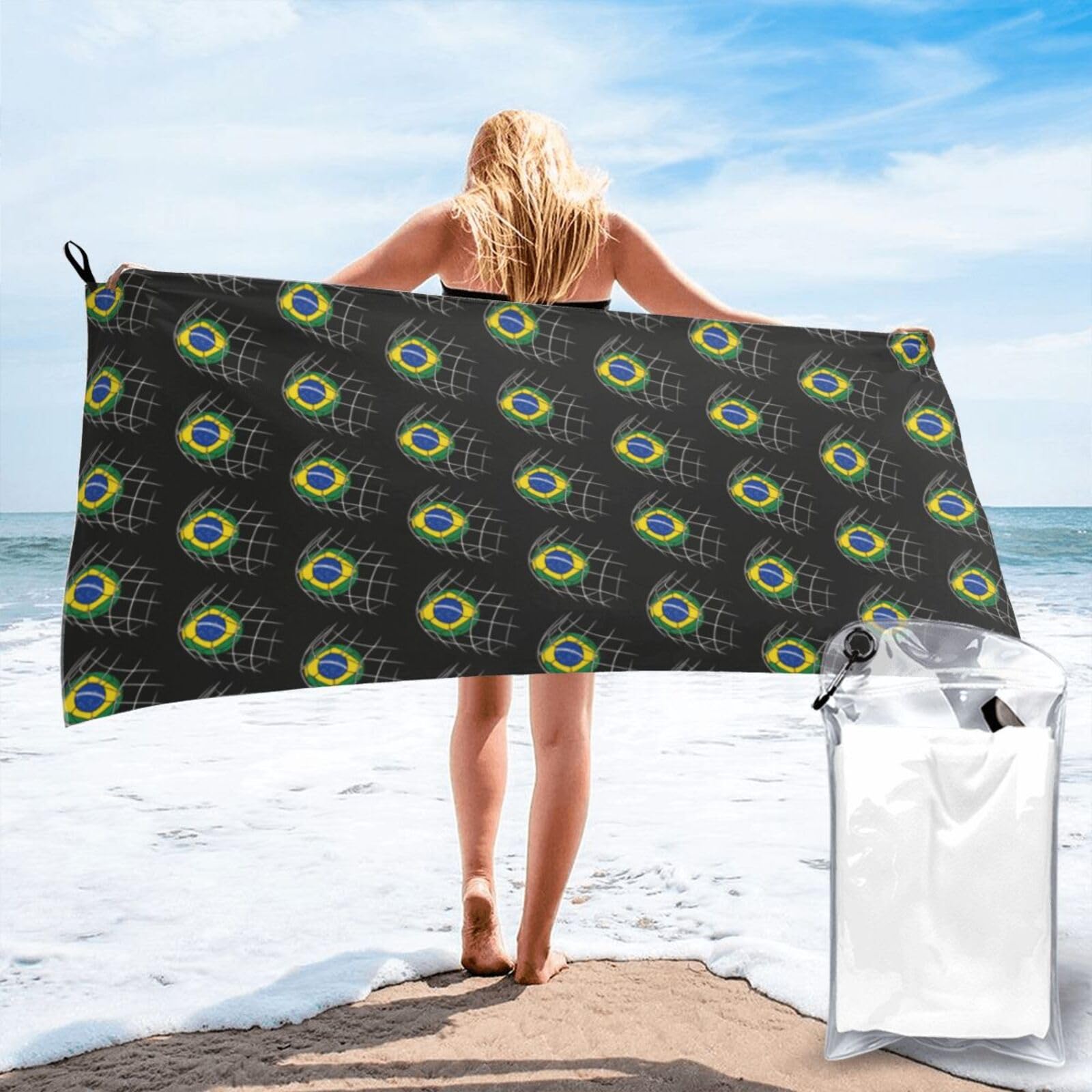 FHIZOAL Brazil Goals Quick Dry Towel Microfibre Towel Super Absorbent Ultra Compact Gym Sports Beach Camping Travel