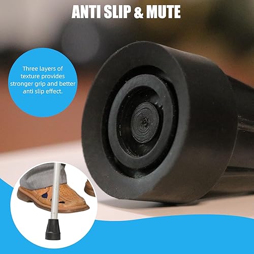 Miniatura 7 de Puntas de caña de 34 pulgadas, paquete de 4 puntas de goma para bastón de repuesto, accesorios antideslizantes y duraderos para bastón para personas