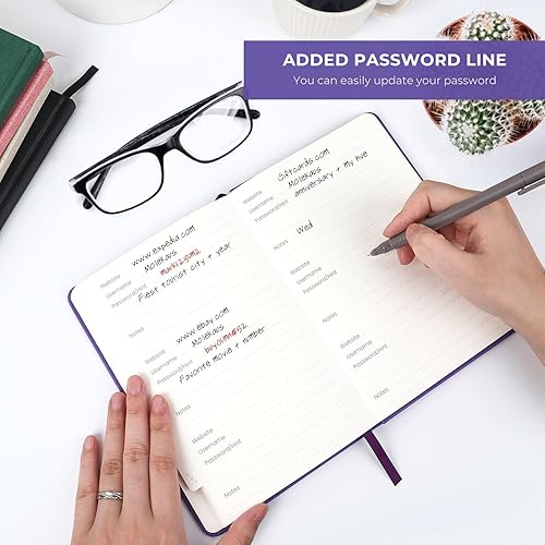 Miniatura 3 de Molekaus Libro de contraseñas para personas mayores. Libro de contraseñas de tamaño mediano con pestañas alfabéticas utilizadas para iniciar sesión