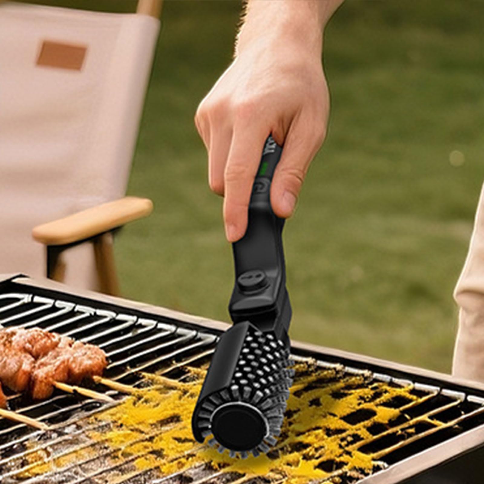 Spazzola per griglia elettrica senza fili ricaricabile per barbecue, pulizia facile e veloce, con setole in acciaio inossidabile