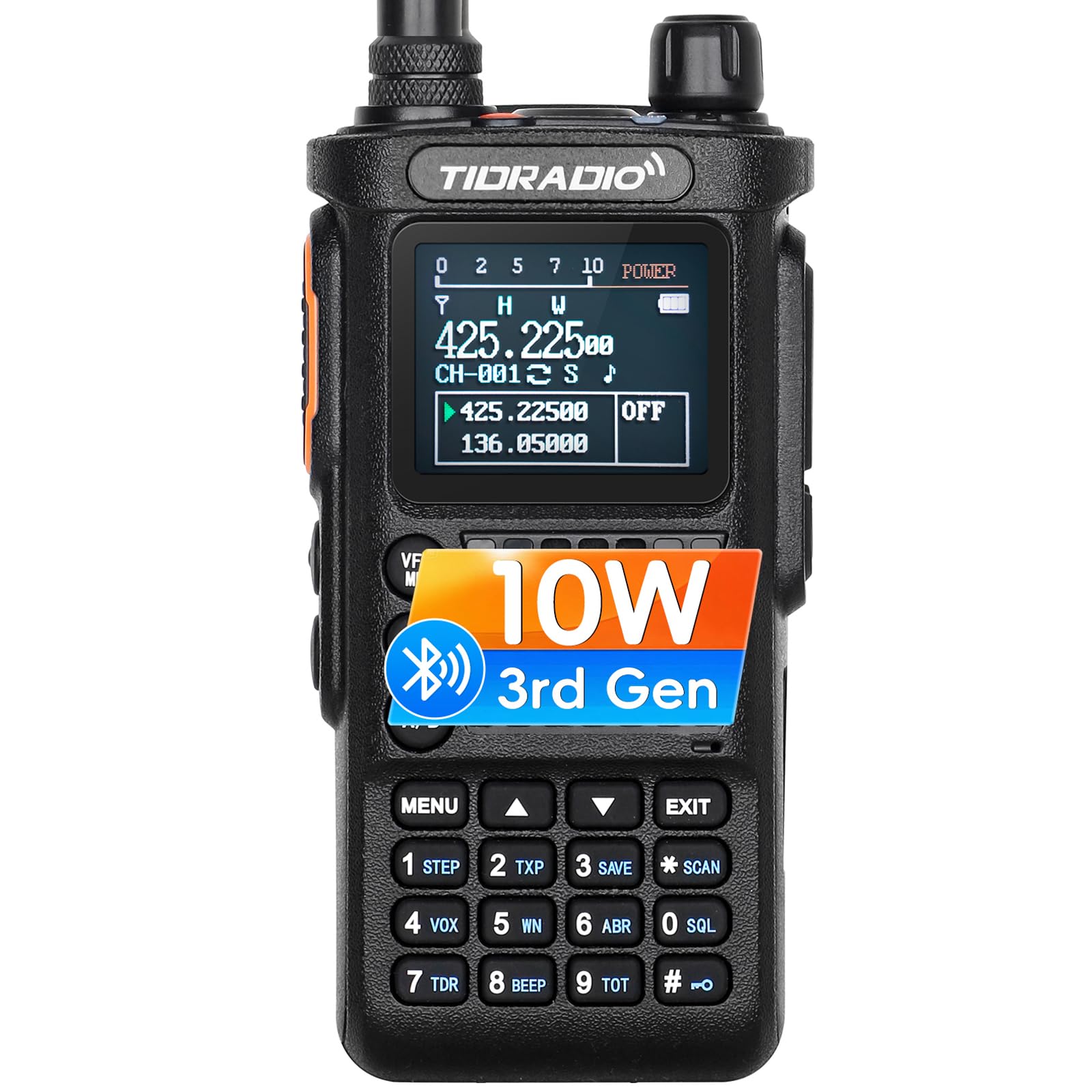 TIDRADIO TD-H8 10W Funkgerät mit Bluetooth-Programmierung Walkie-Talkie mit 2500mAh Akku, Funkgeräte 10 km reichweite Set für Outdoor, Notfall & Camping – 1 Stück