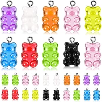chenyu Pack of 45 Bear Pendants Colour Gradient Gummy Bear Pendants