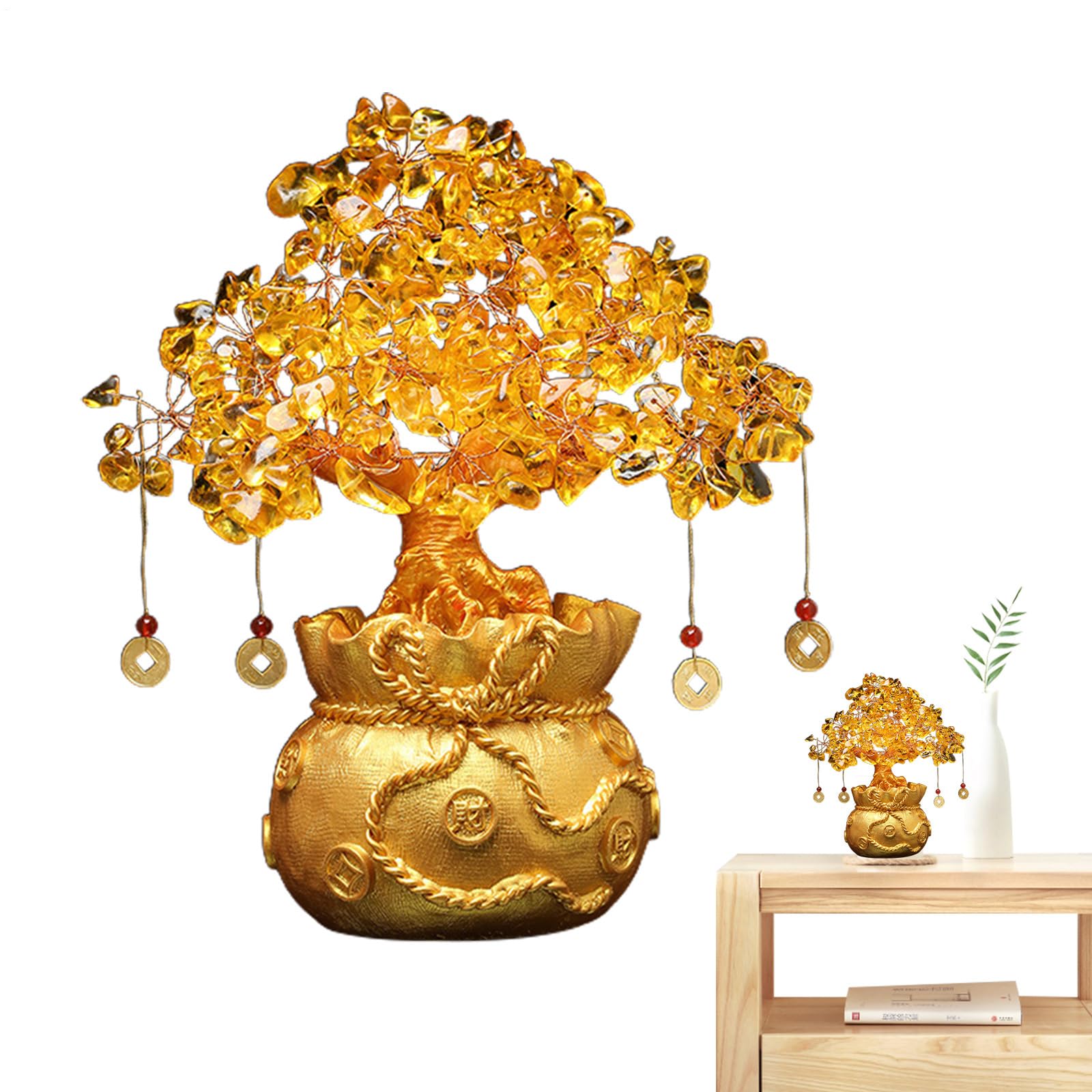 Fortune Coin Ornement en citrine pour revitaliser une décoration terne