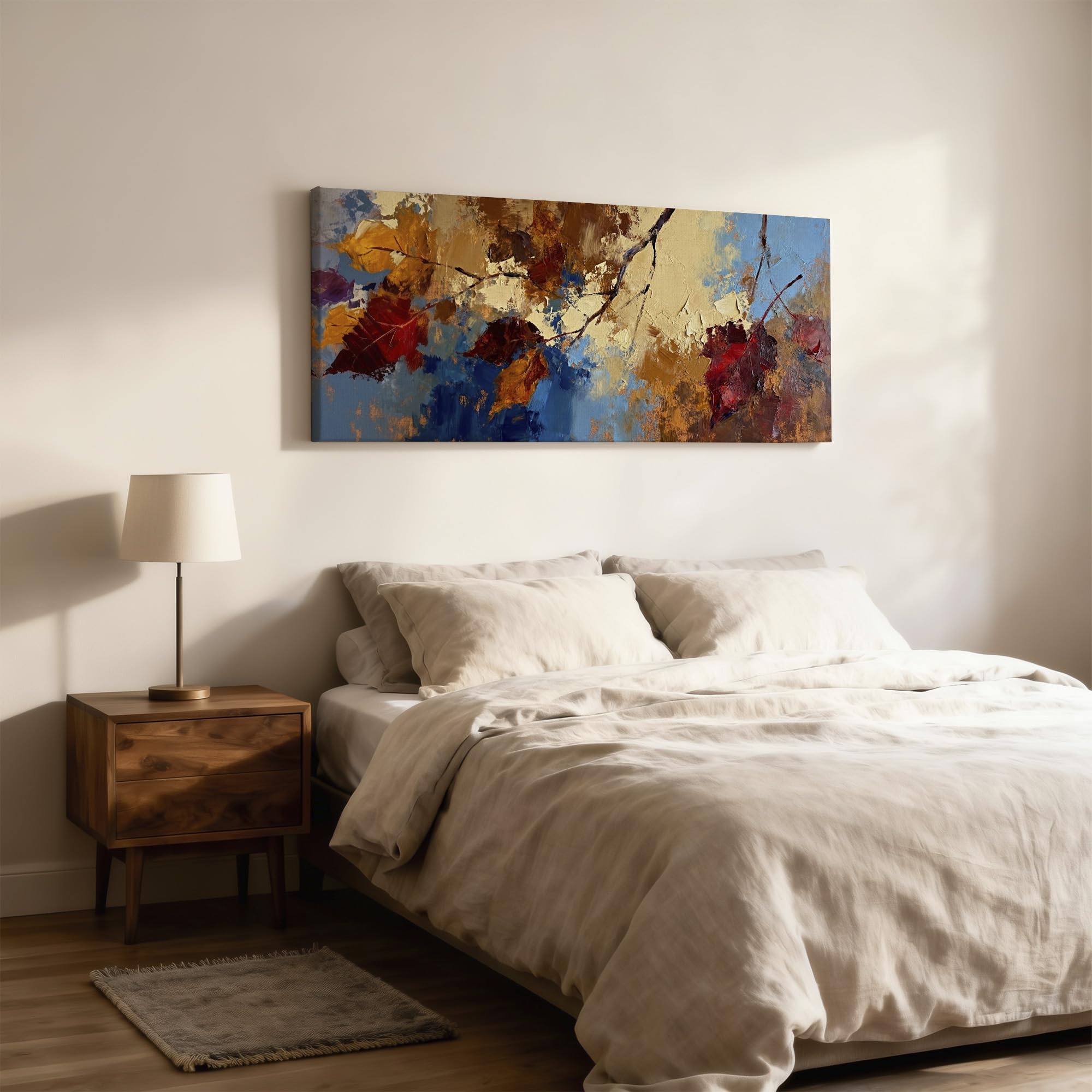 SoulAbiti Abstract Maple Foliage Unframed 36x14 inches Rolled Canvas Wall Abstract Expressionism Art UV Print Painting for Living Room, Bedroom & Office Decor Premium Gloss Vivid Fade-Resistant Print 4