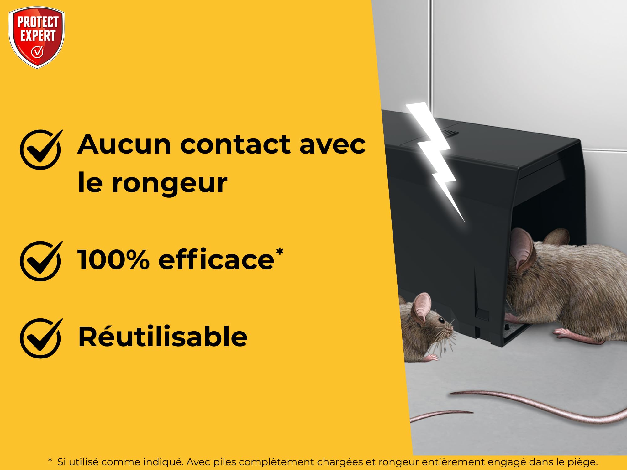 PROTECT EXPERT Trappola elettronica Ratto & Mouse - Veloce & Preciso | Eliminazione in pochi secondi - Fino a 35 roditori per batteria - Nessun contatto - RASOUTRAPN
