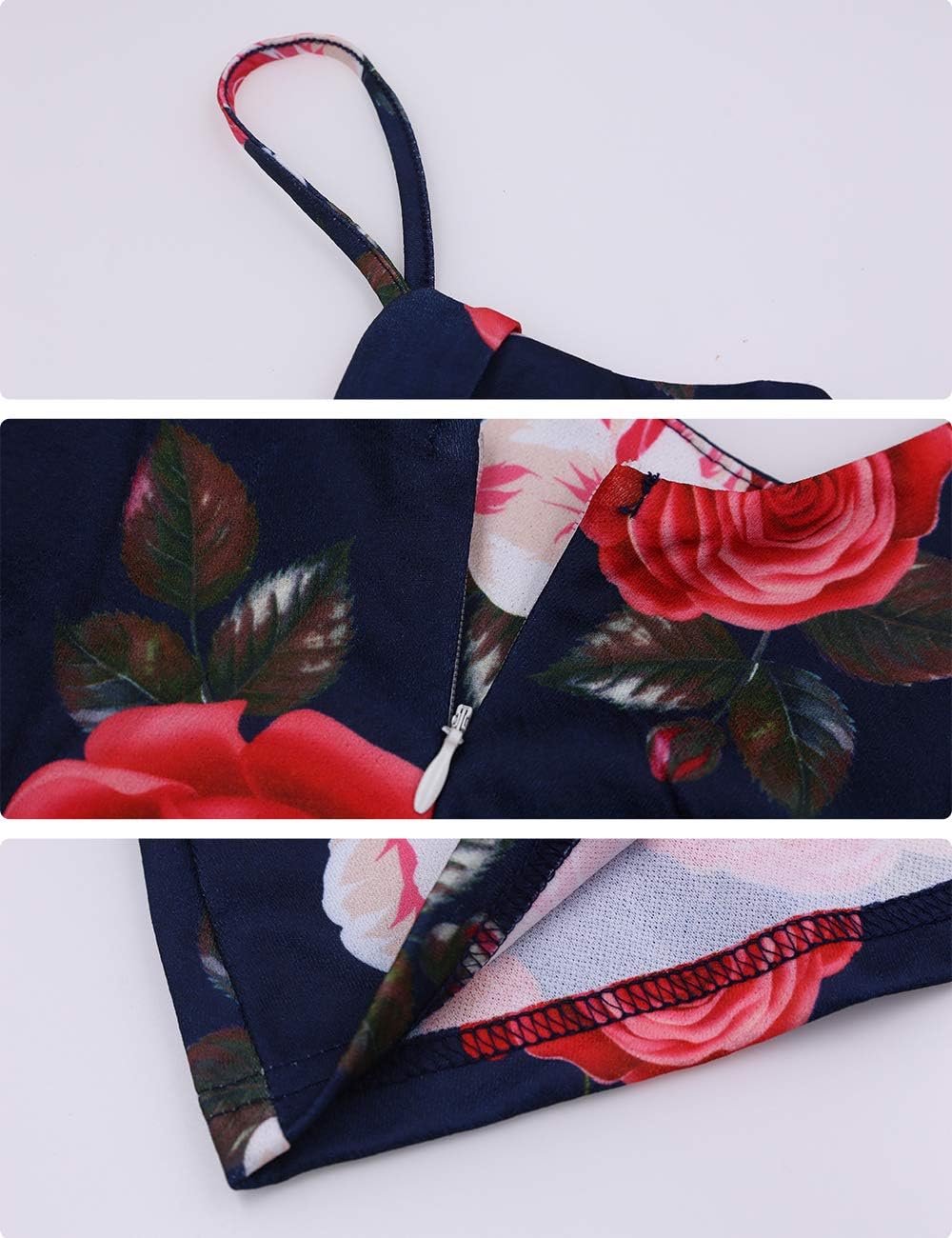 Amiliashp Womens Floral Rompers V Neck Boho Summer Beach Jumpsuit - Image 5