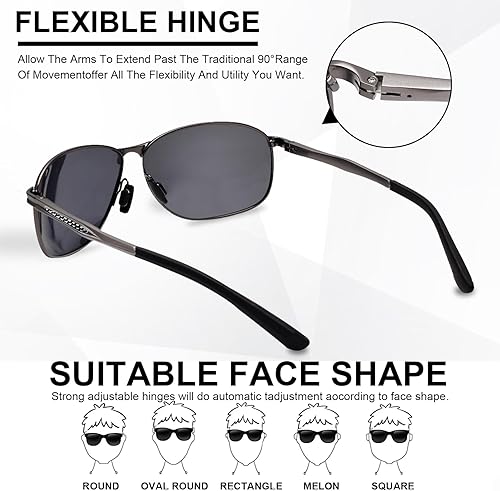 Miniatura 4 de LADEESSE Sunglasses For Men Polarized UV Protection Lightweight Metal Frame Driver Fishing Sport With Spring Hinge