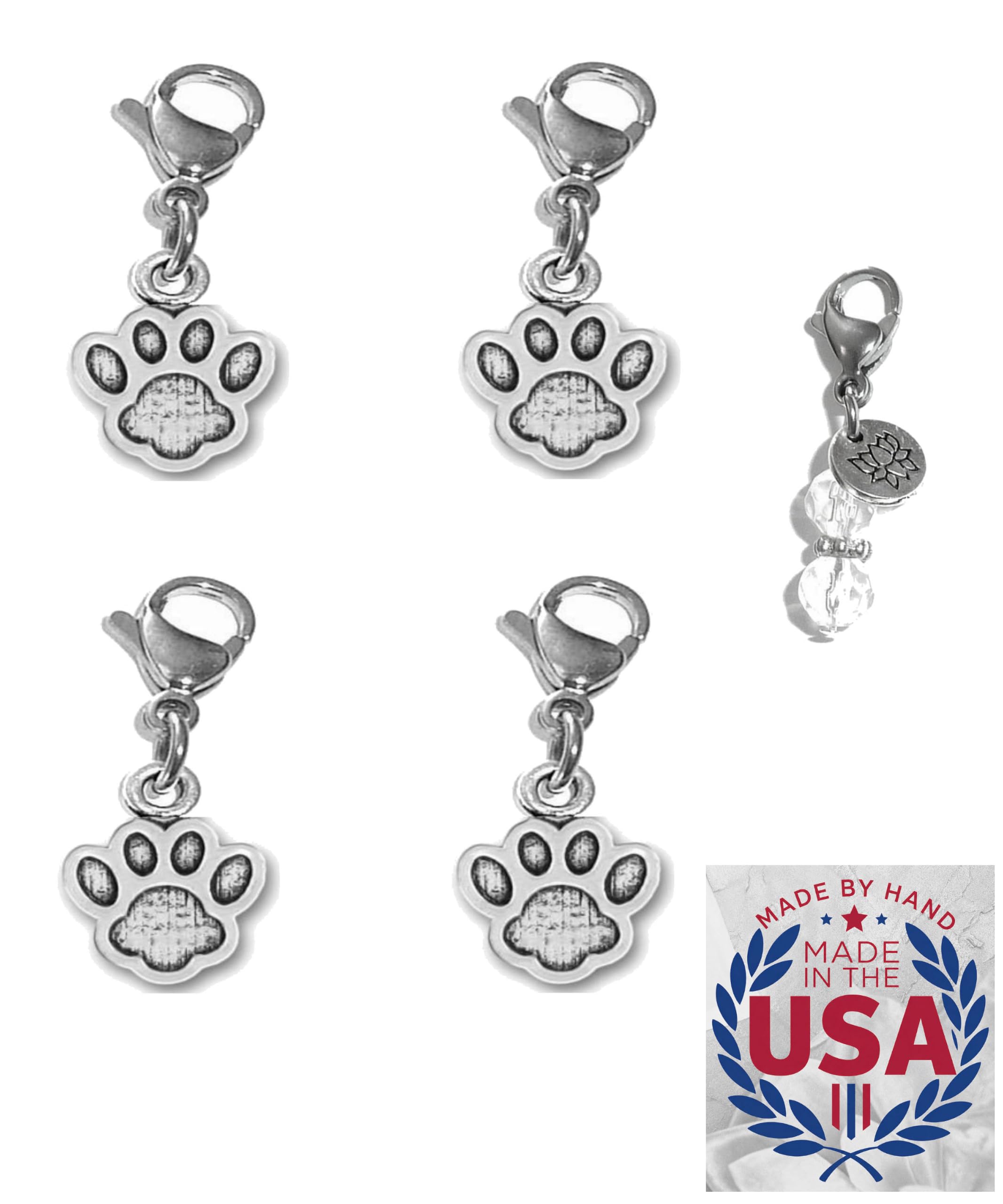Hidden Hollow Beads 4 Clip On Charms for Purse, Handbag, Keychain, Zipper Pull, Backpack, Jewelry Accessory, USA