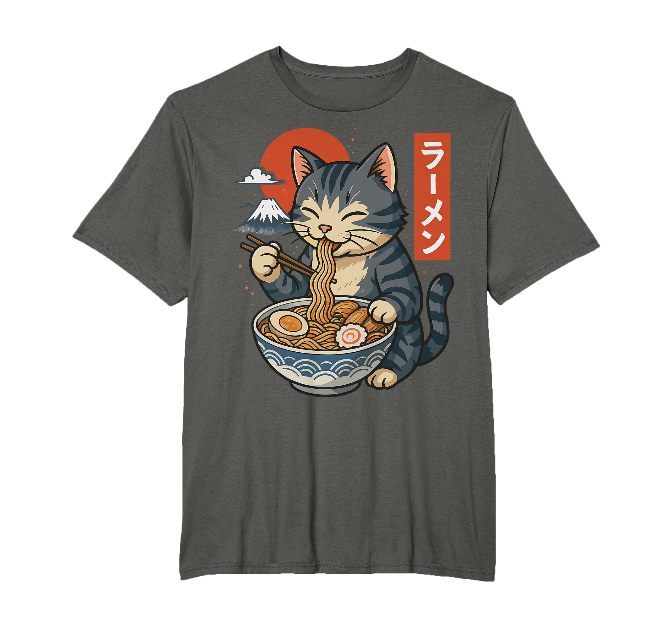 Anime Cat Eating Ramen Retro Kawaii Ramen Cat T-Shirt