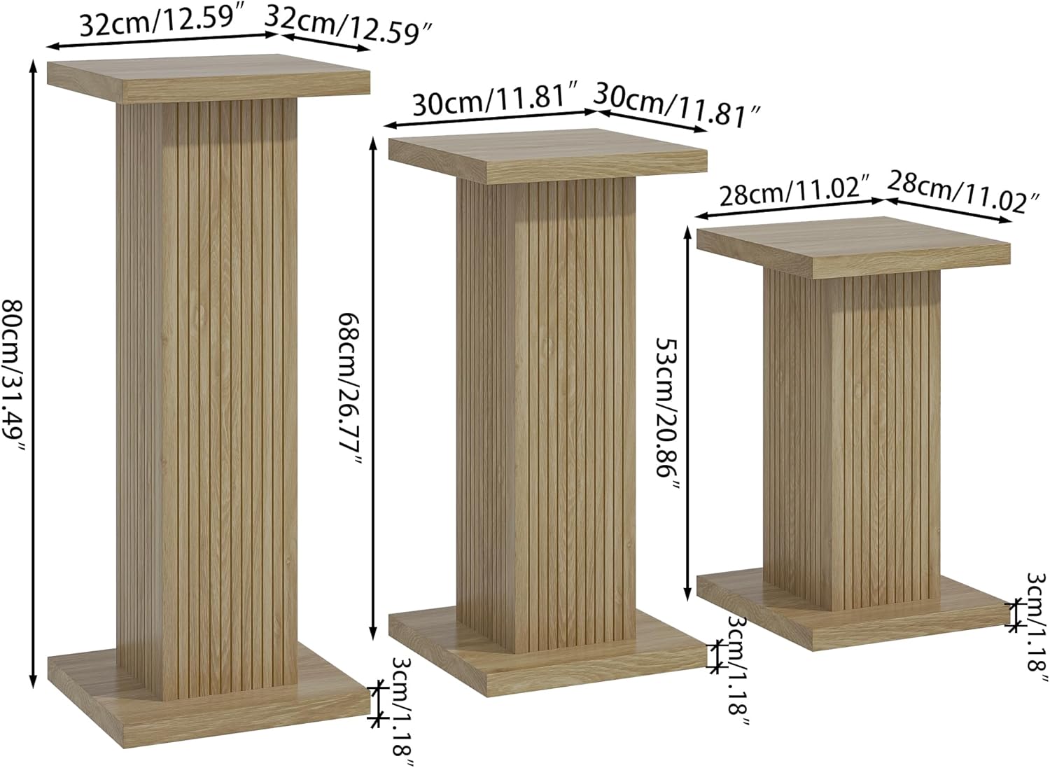 Tall Plant Stand for Indoor Outdoor,set of 3 Corner Plant Stand for Multiple Plants,Wood Pedestal Stands Flower Party Cake Display Stand,Sofa side table plant stand for living room balcony bedroom (Wood)