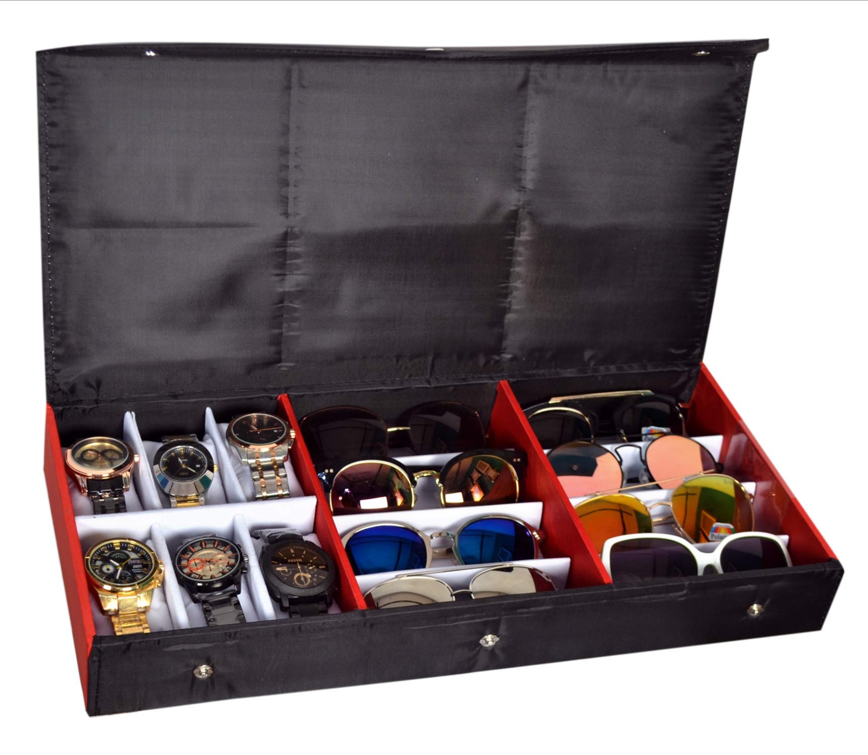 Nooks Watches,Sunglass And Accessories Wooden/Cotton Storage Organizer Box,Case Cover | 10 * 8 * 3 | Multicolor | Nk-14-Blk (B0BY2W8YYF) Amazon Price History, Amazon Price Tracker